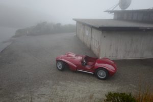 1952 Siata 208 CS Corsa Spider parked on misty road side view