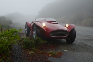1952 Siata 208 CS Corsa Spider on misty road front view